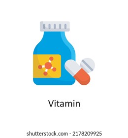 Icono plano vector de vitamina Icono Ilustración de diseño. Símbolo médico sobre archivo EPS 10 de fondo blanco