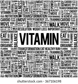 VITAMIN word cloud background, health concept