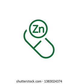 Vitamin Zn green icon. Element of vitamin icon. Thin line icon for website design and development, app development. Premium icon