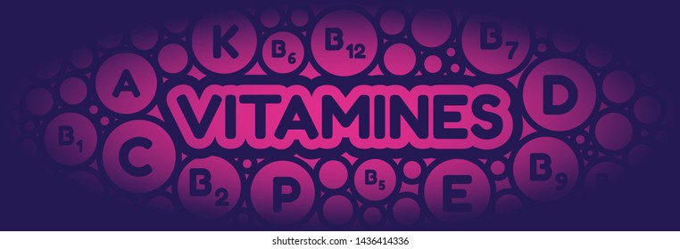 Vitamines names. Vitamines in the bubbles foam