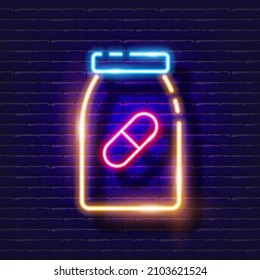 Vitaminas para animales icono de neón. Ilustración vectorial para diseño, sitio web, tienda de mascotas, clínica veterinaria. Concepto de medicina veterinaria
