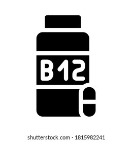 vitamins b12 glyph icon vector. vitamins b12 sign. isolated contour symbol black illustration