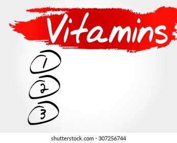 Vitamins blank list concept