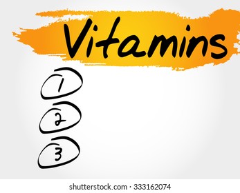 Vitamins blank list concept