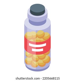Vitamins bottle icon. Isometric of vitamins bottle vector icon for web design isolated on white background