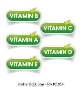 Vitamins button set vector