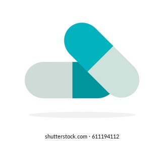 Vitamins in capsules vector flat isolated on white