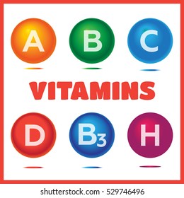 Vitamins chemical structures. Molecule sign vector set