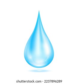 Vitamins collagen serum water drop blue isolated on white background. For ads beauty skin care cosmetics. Medical concepts. 3D Realistic Vector.