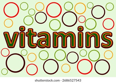 Vitaminkonzept auf abstraktem Hintergrund, pharmazeutische Kapsel und Ernährung 
