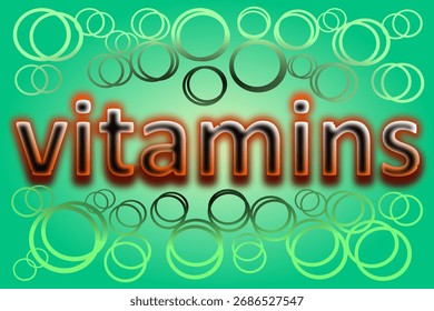 Vitaminkonzept auf abstraktem Hintergrund, pharmazeutische Kapsel und Ernährung 