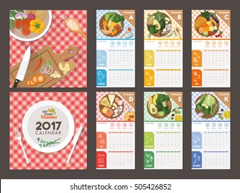 Vitamins contained in daily food and diet, nutrition calendar 2017