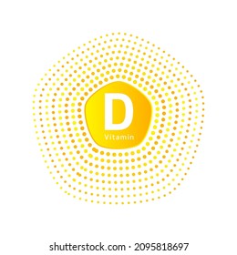 Vitamins D and minerals icon orange for human health in a circular scheme. Chemical formula isolated on white background. Vector EPS10 illustration. 