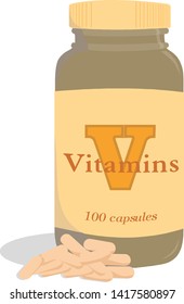 Vitamins design bottle with pills, vector illustration
