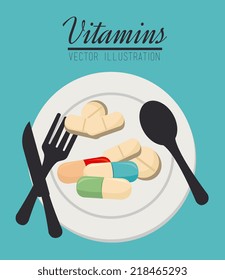 Vitamins design over blue background, vector illustration