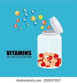 Vitamins design over blue background, vector illustration