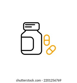 Vitamins, food supplement line icon. Simple element illustration. Vitamins, food supplement concept outline symbol design.