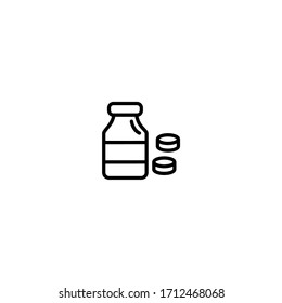 Vitaminsymbol. flach, einfach, schwarz, umrissen. Gesundheits- und Gesundheitswesen.