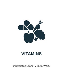Vitamins icon. Monochrome simple sign from pharmacy collection. Vitamins icon for logo, templates, web design and infographics.