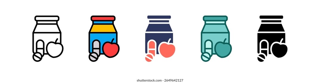 Ícone Vitaminas Ilustração de Múltiplos Vetores