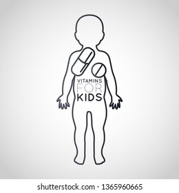 Vitamins for Kids con design, medical vector illustration