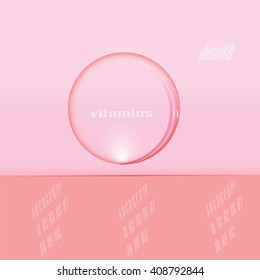 vitamins logo on the marble ball isolated art illustration design info-graphic health inscription vector white background