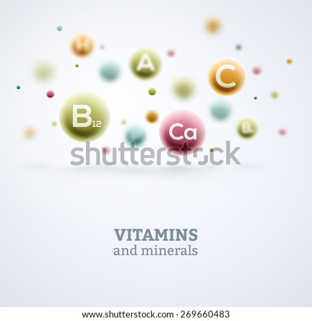 Vitamins and minerals background, eps 10