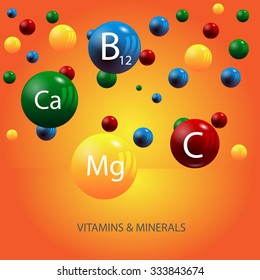 Vitamins and minerals background vector eps 10