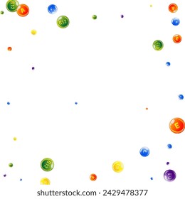 Vitamins and minerals complex. Multivitamins supplement round colorfull scattered pills. Beauty treatment and nutrition skin care.   Medical and scientific background.  Wellness concept.