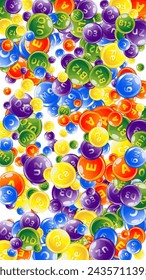 Complejo de vitaminas y minerales. Las multivitaminas complementan las píldoras esparcidas redondas y coloridas. Tratamiento de belleza y nutrición cuidado de la piel.   Ilustración vectorial de vitaminas esenciales.  Concepto de bienestar.