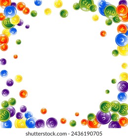Vitamins and minerals complex. Multivitamins supplement round colorfull scattered pills. Beauty treatment and nutrition skin care.   Healthy life concept. Essential vitamins vector illustration. 