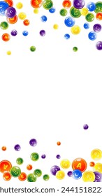 Vitamins and minerals complex. Multivitamins supplement round colorfull scattered pills. Beauty treatment and nutrition skin care.   Wellness concept. Medical and scientific background. 