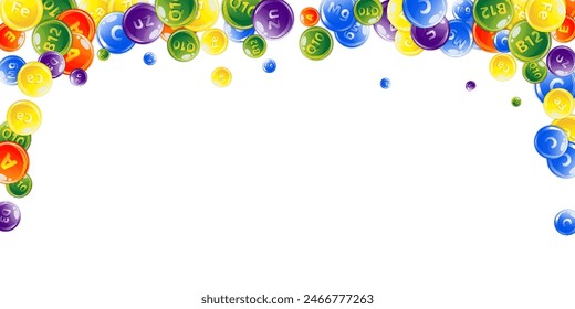 Vitamins and minerals complex. Multivitamins supplement round colorfull scattered pills. Beauty treatment and nutrition skin care.   Healthy life concept. Medical and scientific background. 