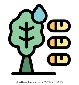 Vitamins nourishing a tree symbolizing tree care and plant health
