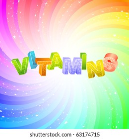 VITAMINAS. Ilustración 3d del arco iris.