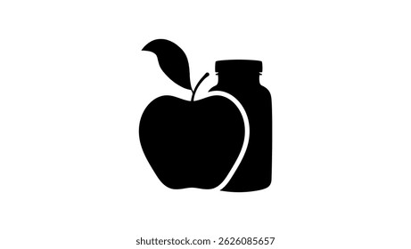 Vitamins and supplements, Black Isolated Silhouette