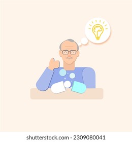 Vitamins and Supplements for Elderly.Best supplements to support brain and memory.helthy for Elderly concept illustration.