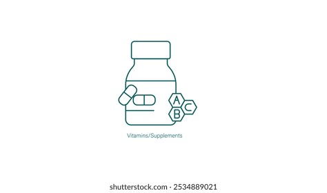 Icono de Vector de vitaminas y suplementos para la nutrición diaria