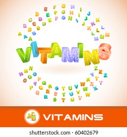 VITAMINS. Vector 3d illustration.
