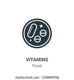 Vitamins vector icon on white background. Flat vector vitamins icon symbol sign from modern food collection for mobile concept and web apps design.