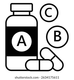 Icono del Vector de las vitaminas que representa el suplemento orgánico de la salud