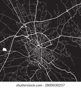 Viterbo Italy Vector Map, Detailed City Street Map Black and White Minimalist Line Art