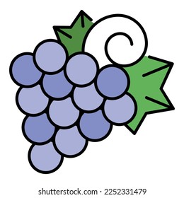 Vitis grape icon. Outline vitis grape vector icon color flat isolated on white