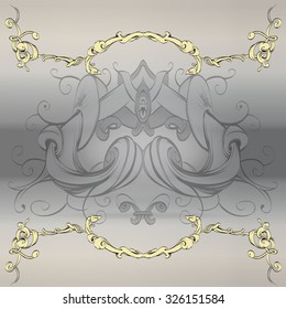 vitnazh nye elements for ornament. Valentine's Day greeting card conceptual heart of the old vintage vector kravirovka Baroque with a floral design in red heart shape thanks to the vector drawing hand