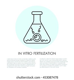 In vito fertilization. Modern vector line icon of insemination. Reproduction linear logo. Outline symbol for clinic, medical lab. Design element for poster, brochure. Gynecology logotype, test tube.