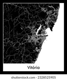 Vitoria Brazil South America City map black white vector illustration