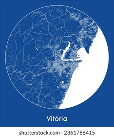 Vitoria Brazil South America City Map blue print round Circle vector illustration