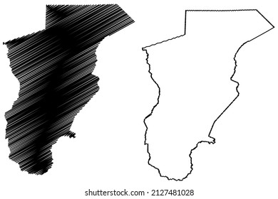 Vitoria da Conquista municipality (Bahia state, Municipalities of Brazil, Federative Republic of Brazil) map vector illustration, scribble sketch Vitoria da Conquista map