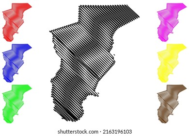 Vitoria da Conquista municipality (Bahia state, Municipalities of Brazil, Federative Republic of Brazil) map vector illustration, scribble sketch Vitoria da Conquista map