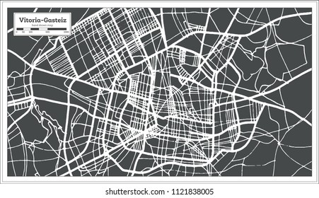 Vitoria Gasteiz Spain City Map in Retro Style. Outline Map. Vector Illustration.